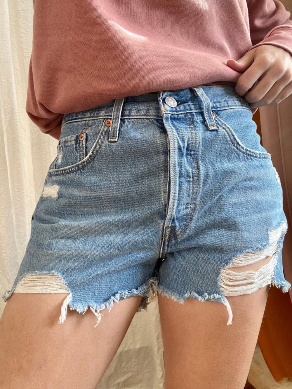 ✨NWT✨ LEVI'S 501 High Rise Cotton Denim Shorts in Sansome Straggler Sz 27
